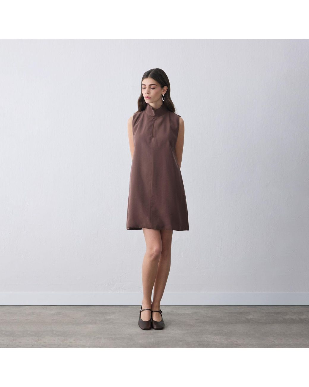 Thisisu Collection Brown Nara Cut-Out High-Neck Mini Dress –