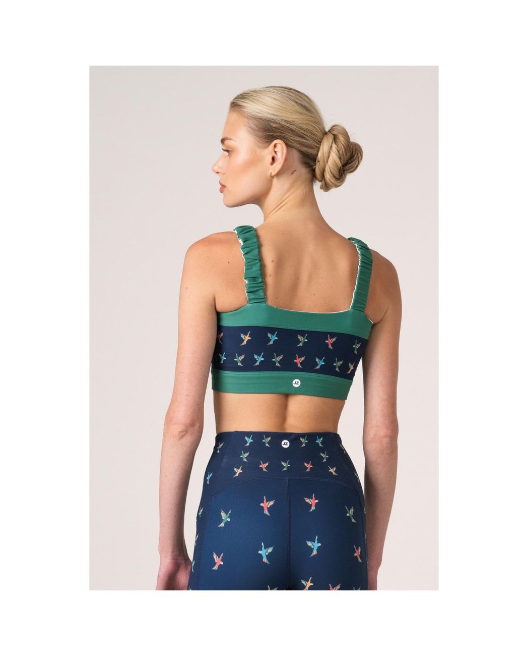 Jessie Zhao New York Green Emerald Echo Reversible Ruched Sports Crop