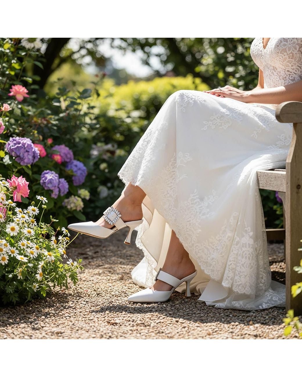 Beautiisoles by Robyn Shreiber Made in Italy White Georgina Pearlized Leather Mule Elegant & Sexy With Jewels Wedding Bridal For Evening Wear