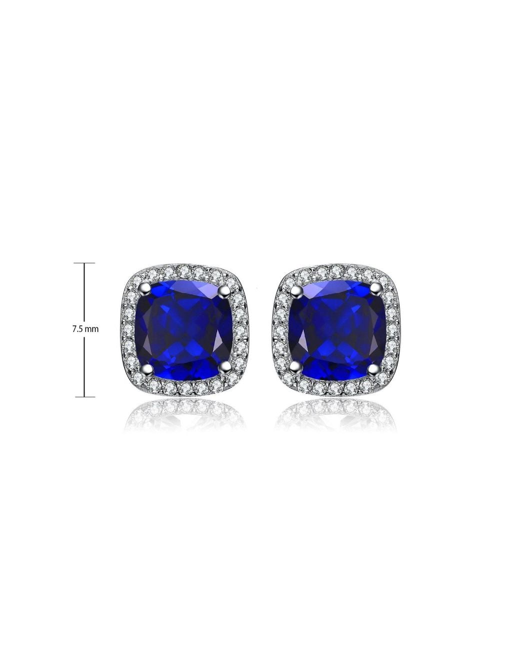 Genevive Jewelry Green Sterling Emerald Cubic Zirconia Vintage Cushion Cluster Halo Stud Earrings