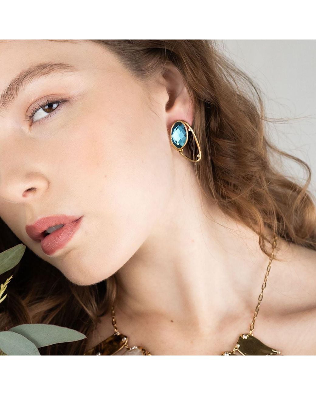Rare Matters Jewelry Blue Double Style Sparkles Glass Earrings