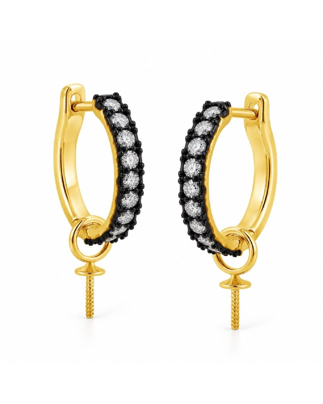 Artisan Metallic 14K Diamond Sword Charm Hoop Earrings