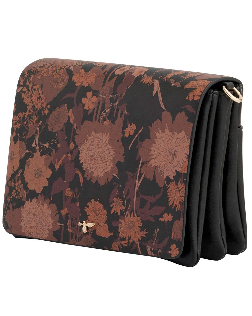 Fable England Brown Deco Blooms Crossbody Handbag