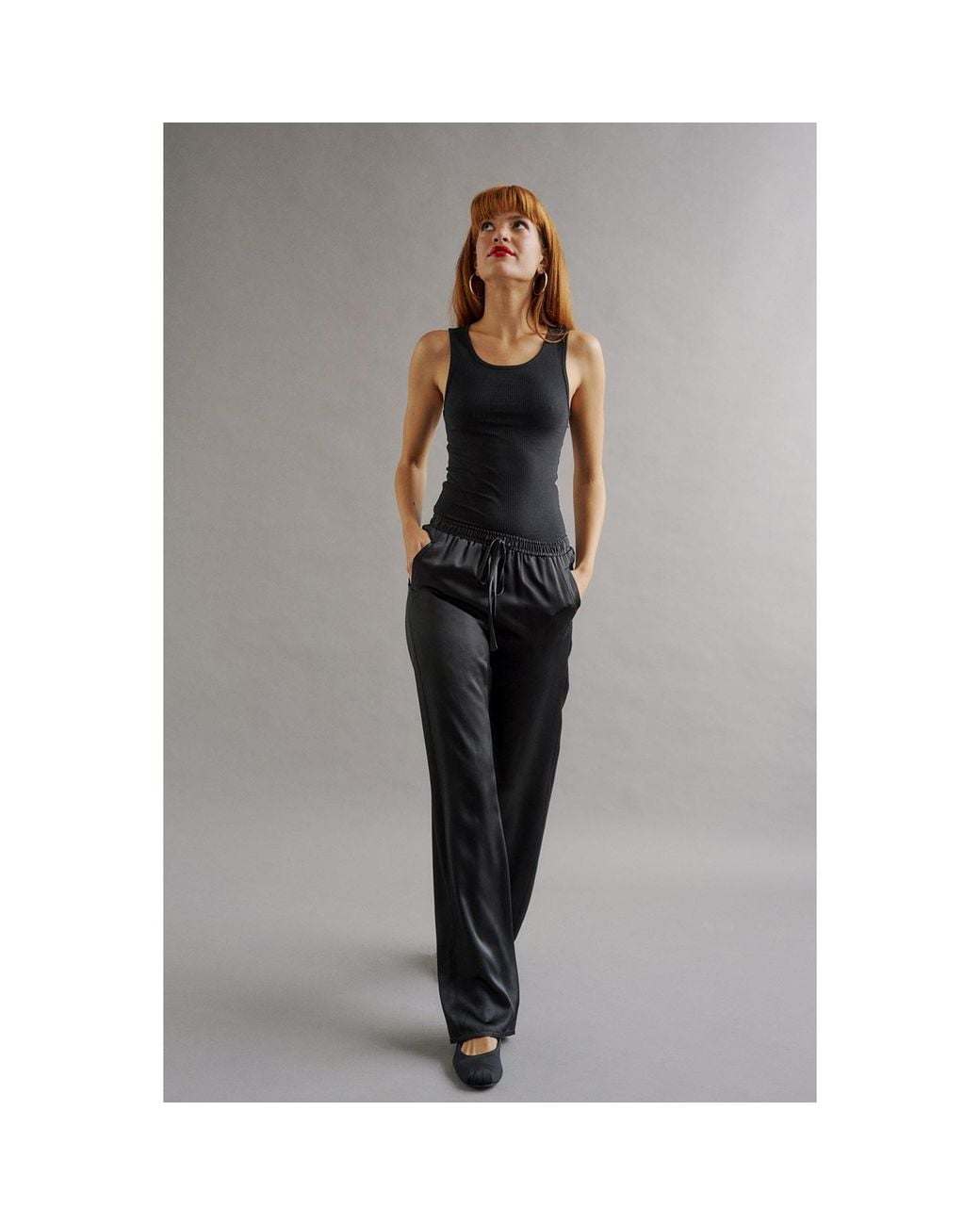 The Summer Edit Gray Grace Silk Trouser