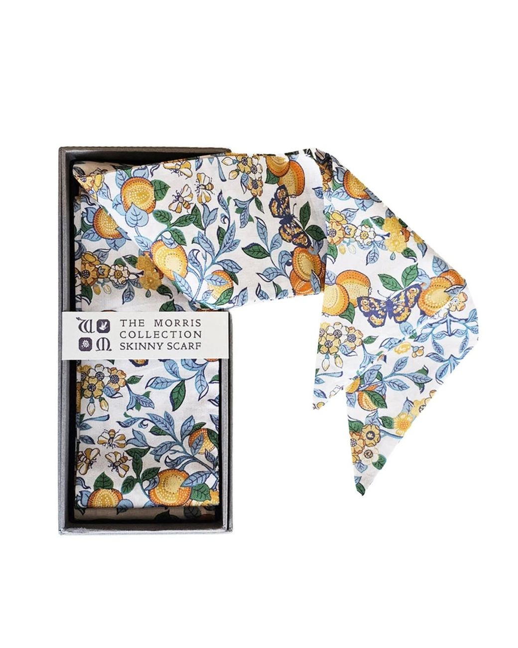 Lime Tree Design Blue Skinny Scarf Orchard Morris Collection