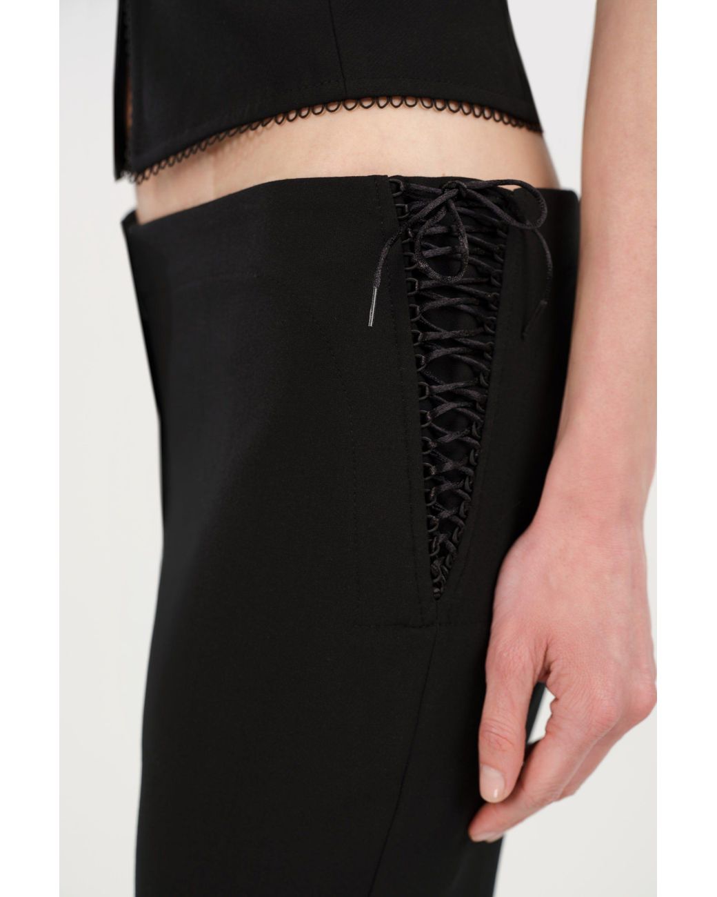 Nocturne Blue Side-Tie Low-Rise Slim Fit Trousers