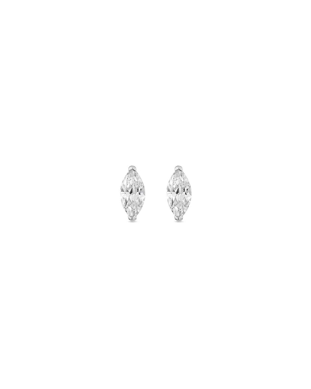 SALLY SKOUFIS White Natural Stud Earrings With Made Cz Diamond Stimulant