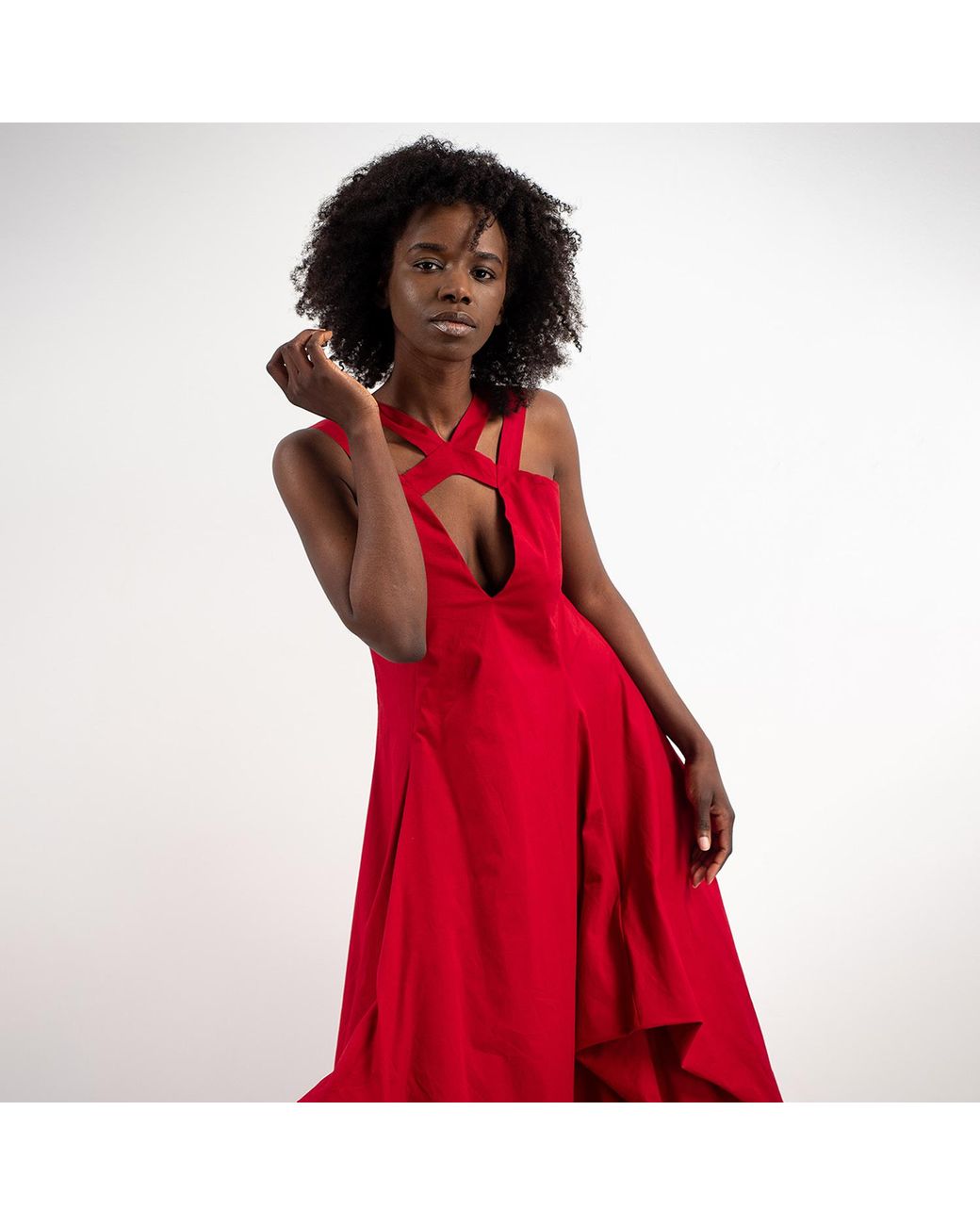 Metamorph Red Sleeveless Long Dress