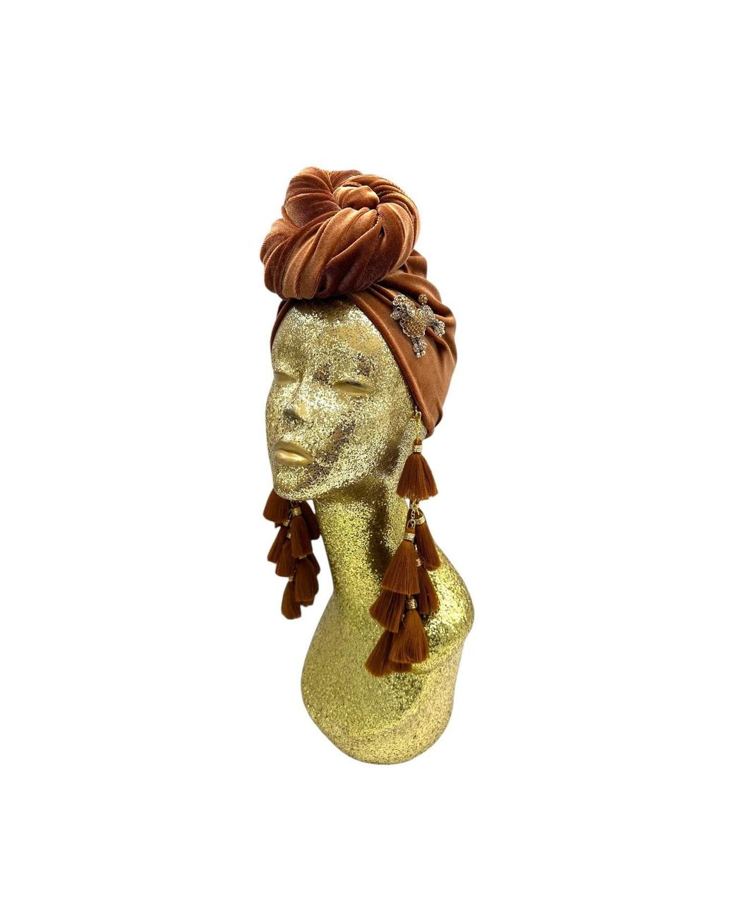 Julia Clancey Brown Golden Poodle Cocoa Chacha Velour Turban