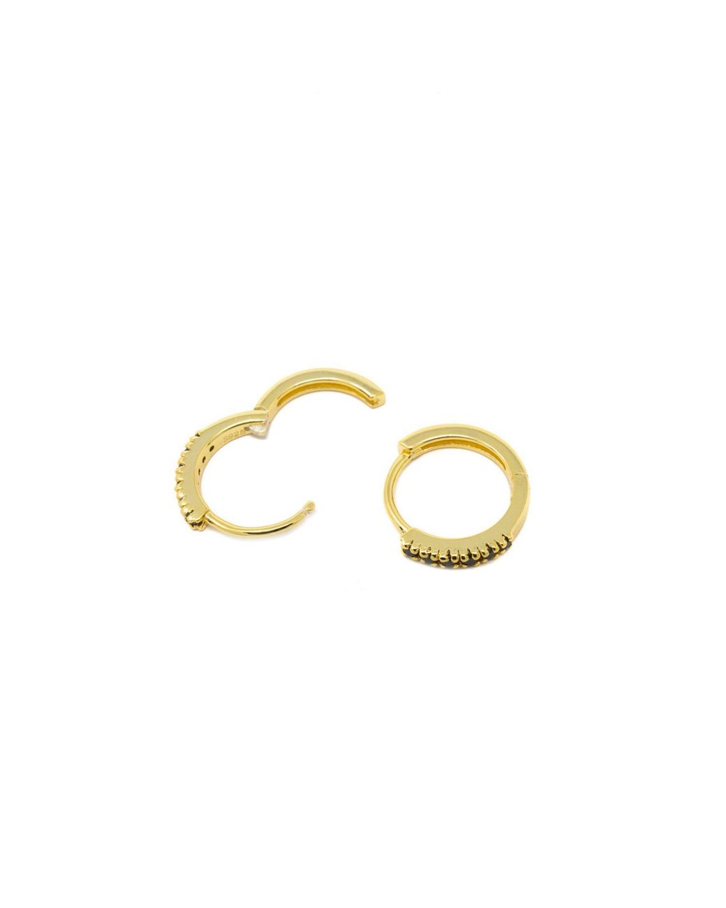 NASI SILVER Metallic Adaya Huggie Hoops- Onyx