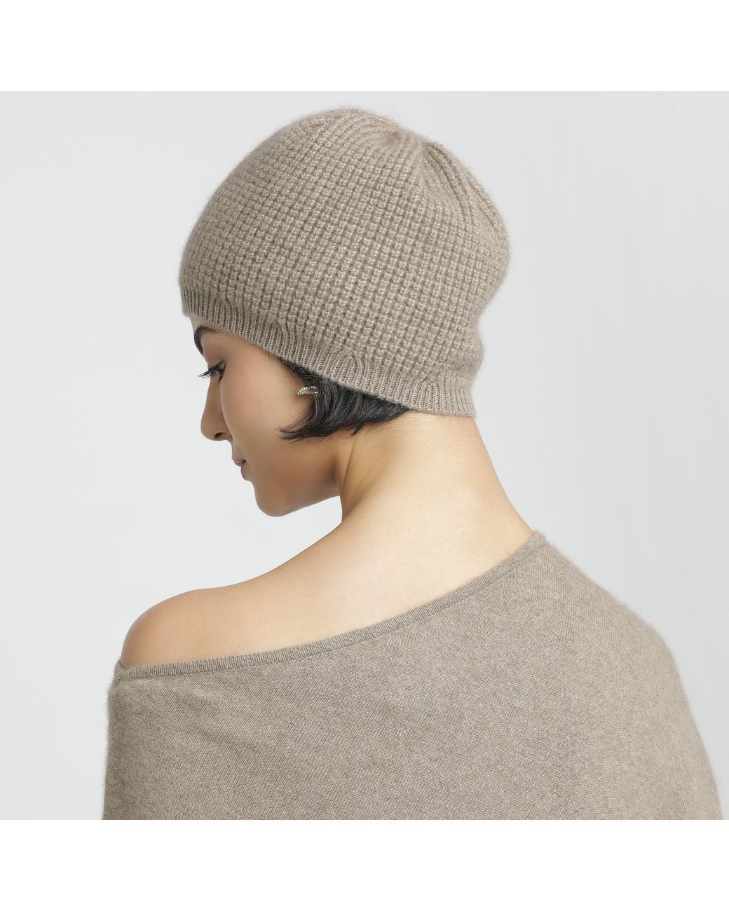 Pink Maharani Gray Neutrals Knitted Winter Beanie – Natural