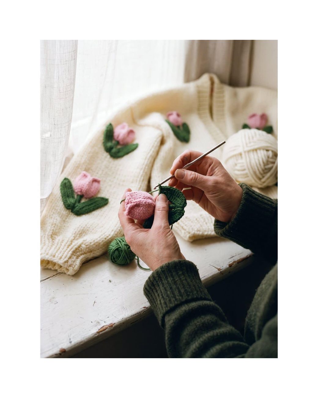 Ana Chic Natural Neutrals Tulip Handmade Knitted Cardigan
