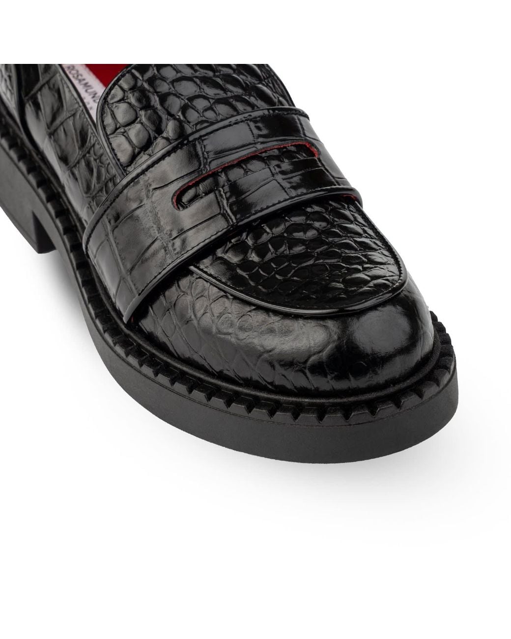 Rosamund Muir London Black Stratford Shiny Crocodile Print Loafers