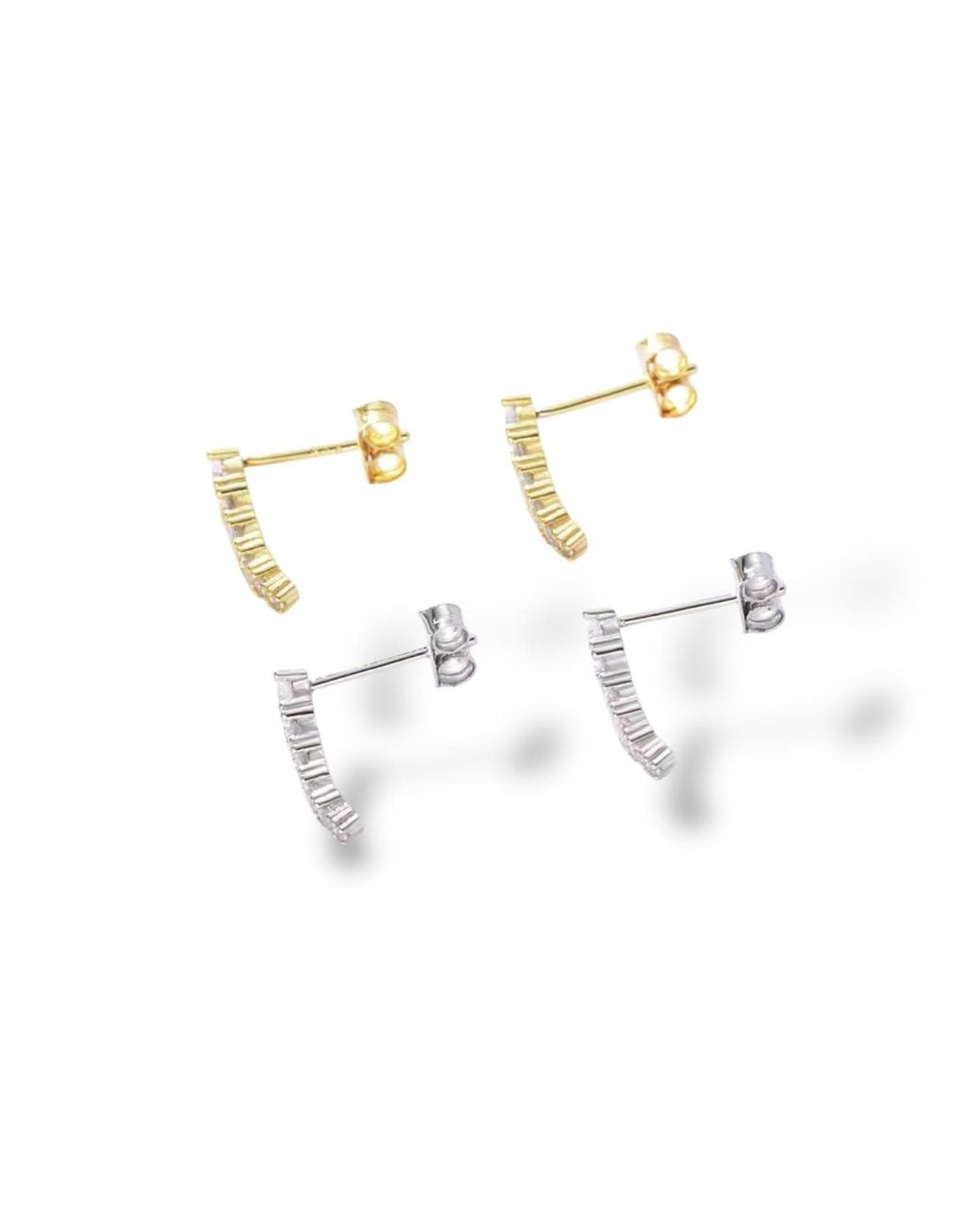 Jagged Halo Jewelry Metallic Crystal Bar Stud Earrings