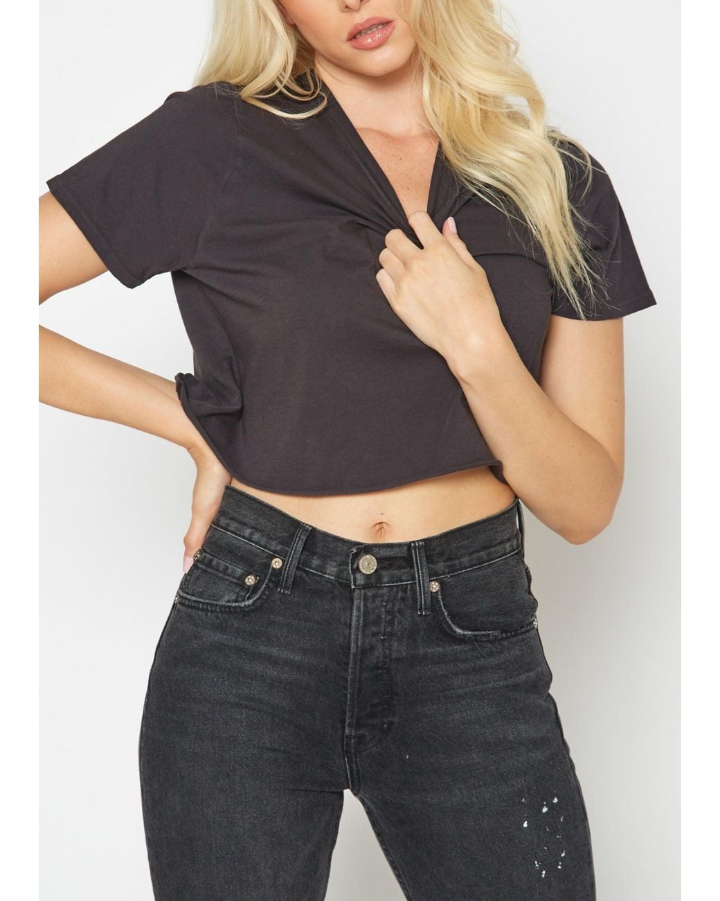 NOEND Black Cropped Loose Tee