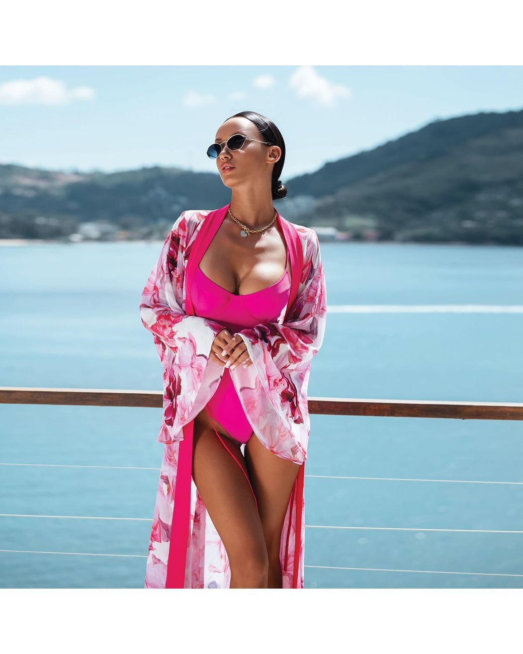 Ak Royalty Resortwear Red Carol Kimono Cypress