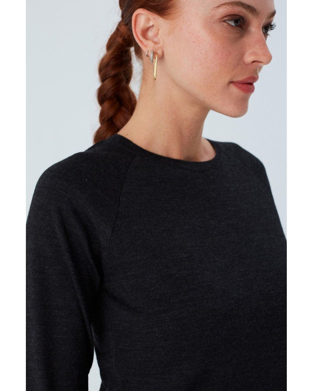Peraluna Black Vanessa Slit Detailed Asymmetric Fine Pullover