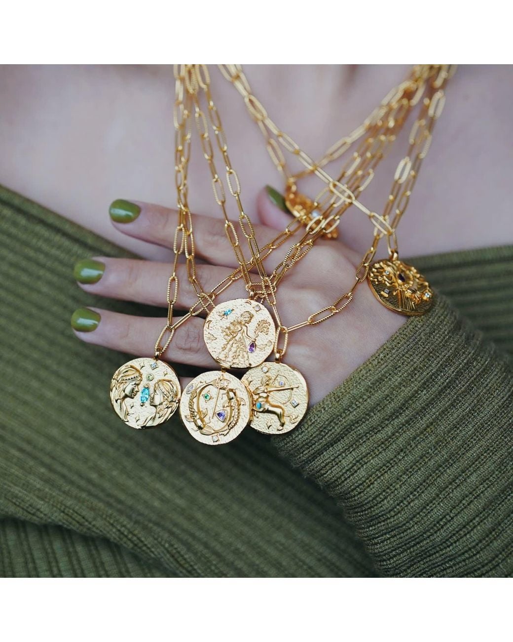 Aurozia Metallic Constellations Pisces Double-Sided Coin Necklace