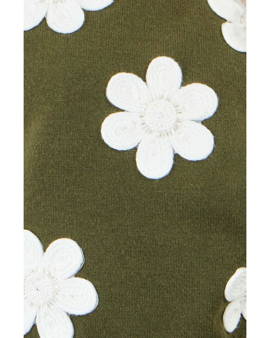 Yumi' Green Flower Applique Knit Tank