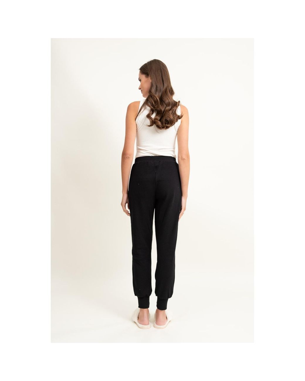 Oh!Zuza Black Cotton Ribbed Sweatpants