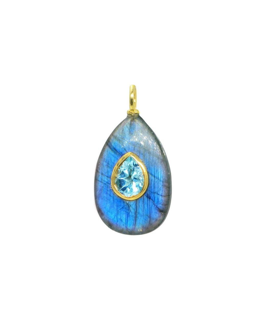KAMARIA Green Labradorite Gemstone Pendant With Topaz