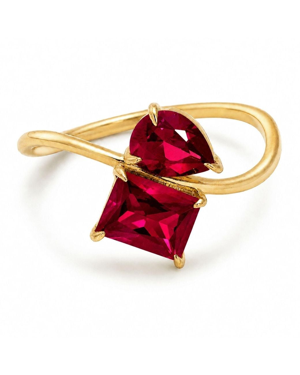 Belinda Jewelz Red Ruby Wavy Toi Et Moi Birthstone Ring