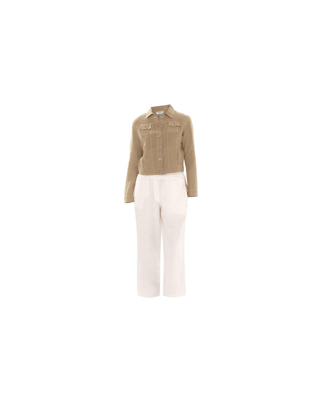 Haris Cotton White Neutrals Linen Jacket With Long Sleeves Beach Sand