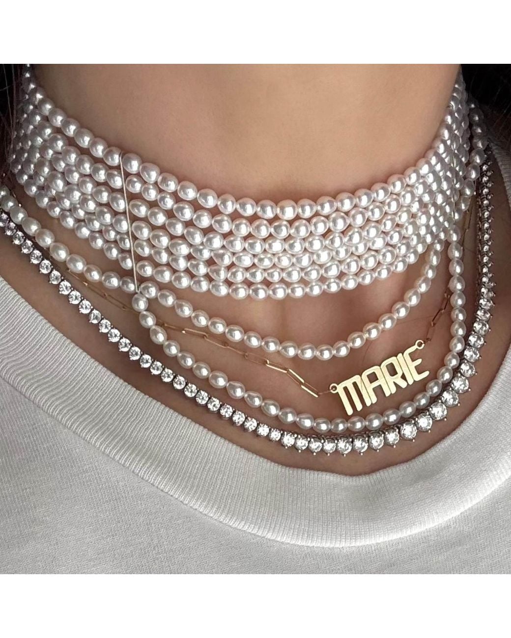 Leni James White The Victoria Pearl Choker Necklace