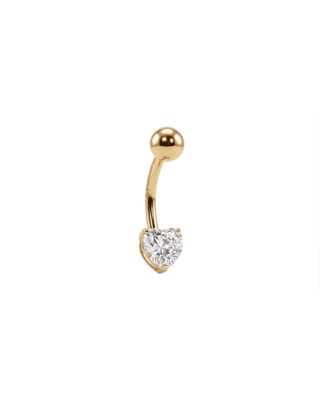 Zahav Jewelry Black 10K Solid 14G Heart Cz Belly Ring