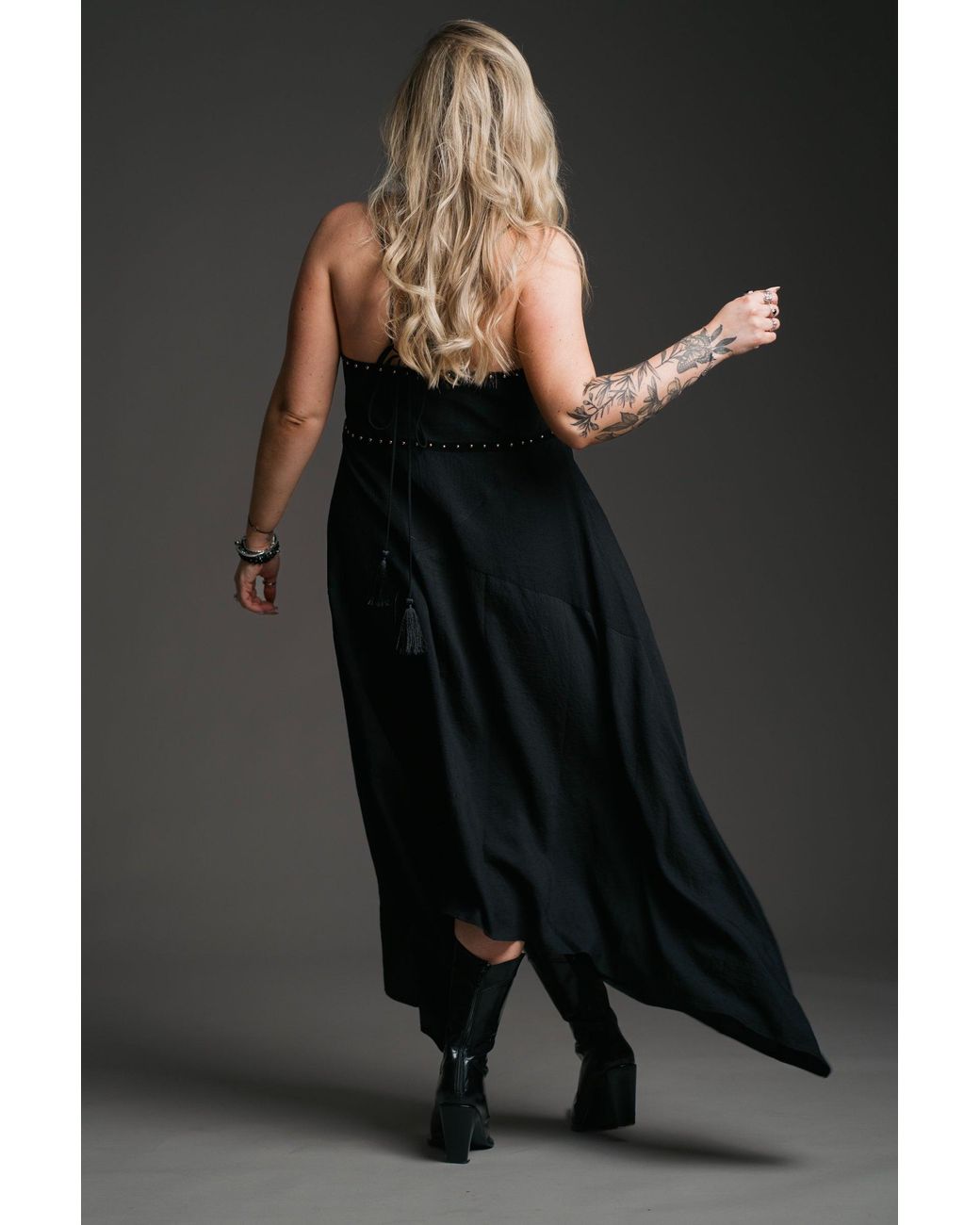 Little Lies Black Landslide Studded Slip Dress