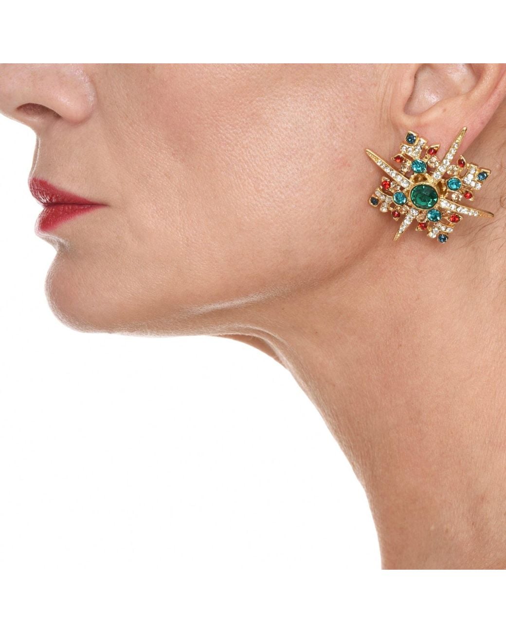 Addicted Metallic Acrux Earrings Plated With Crystals