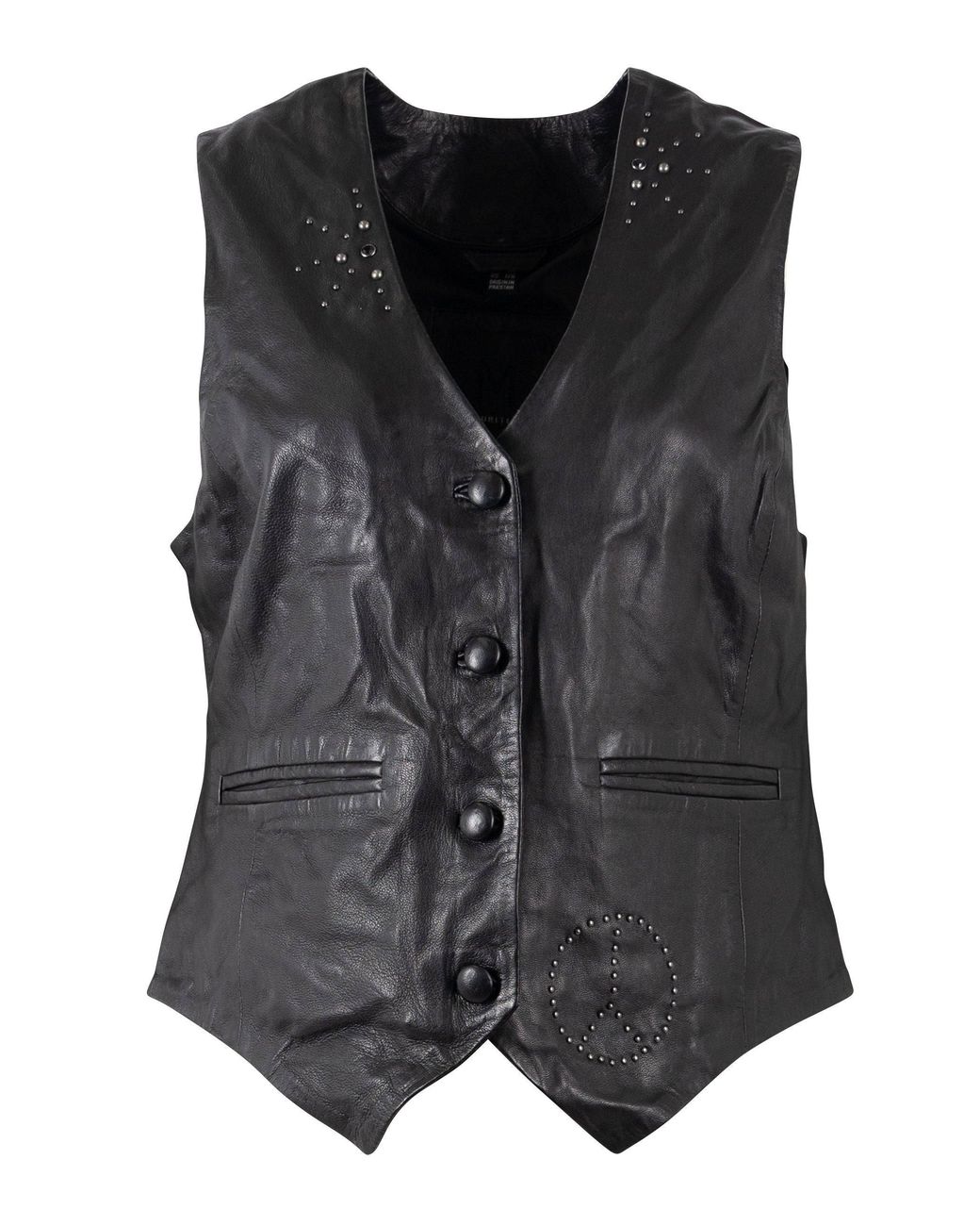 Mauritius Black Love & Peace Studded Leather Vest Harmony