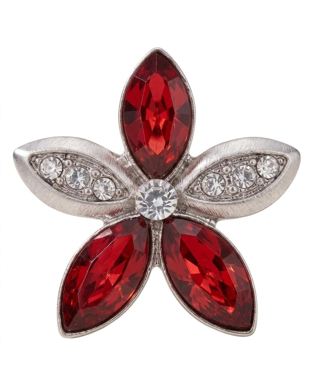 Modenaire Red Elegant Crystal Flower Stud Earrings