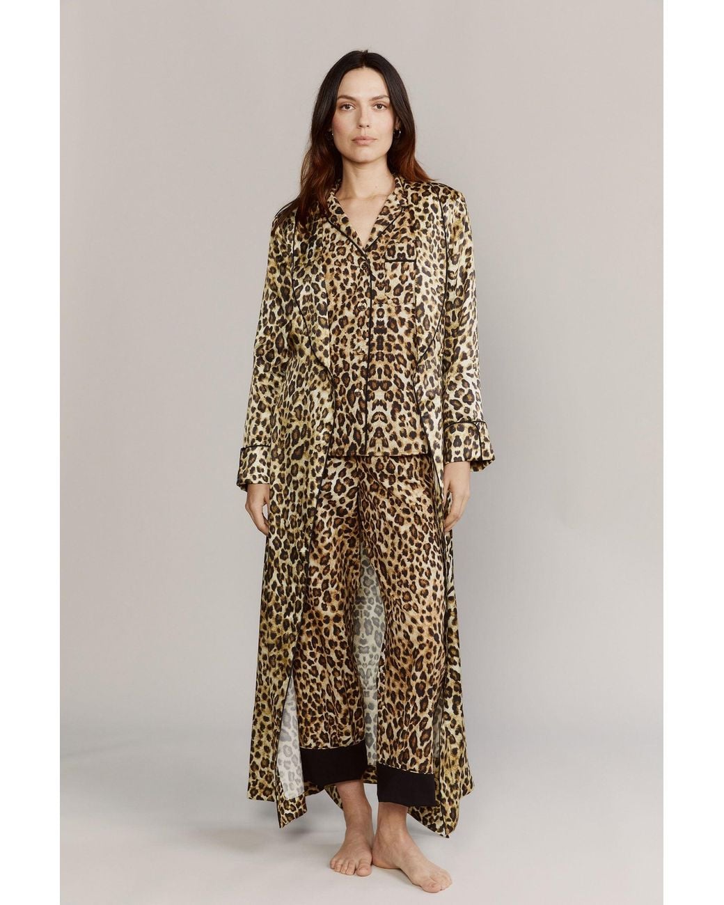 Kato Natural Broad Beach Leopard Cotton Pajamas