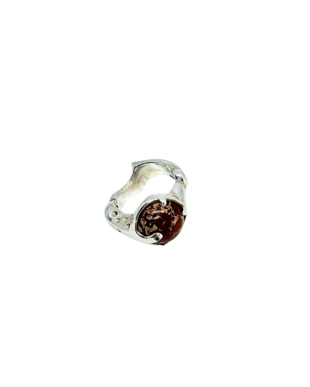 Tg-Jewellery by Tamara Gervasio White The Sculpture Sterling Ring With Jasper