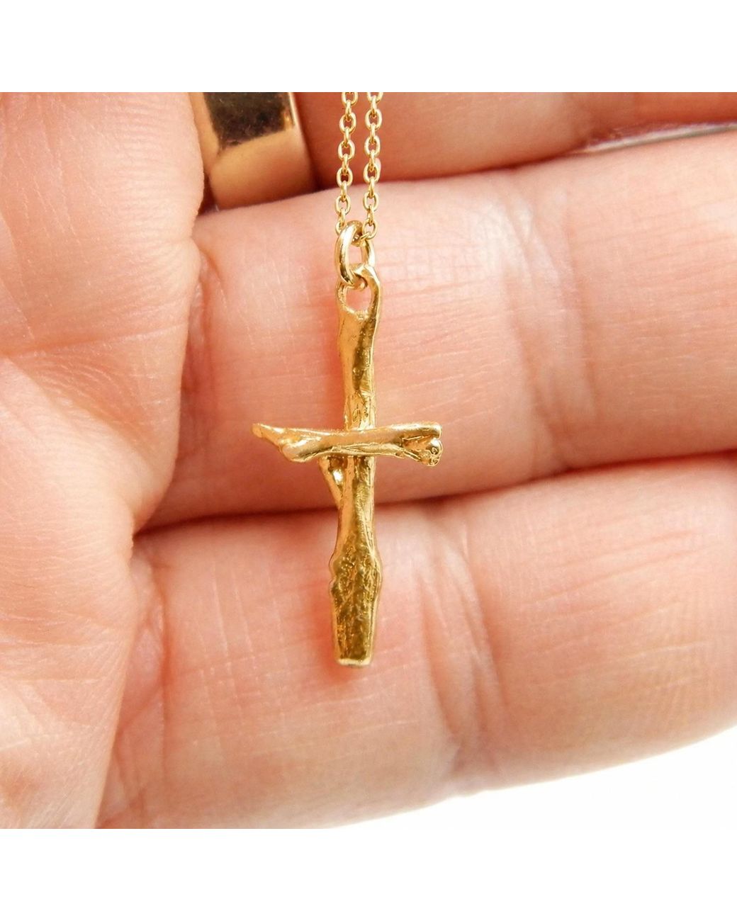 Mother Nature Jewelry Metallic Cross Necklace, Handmade Branch Pendant