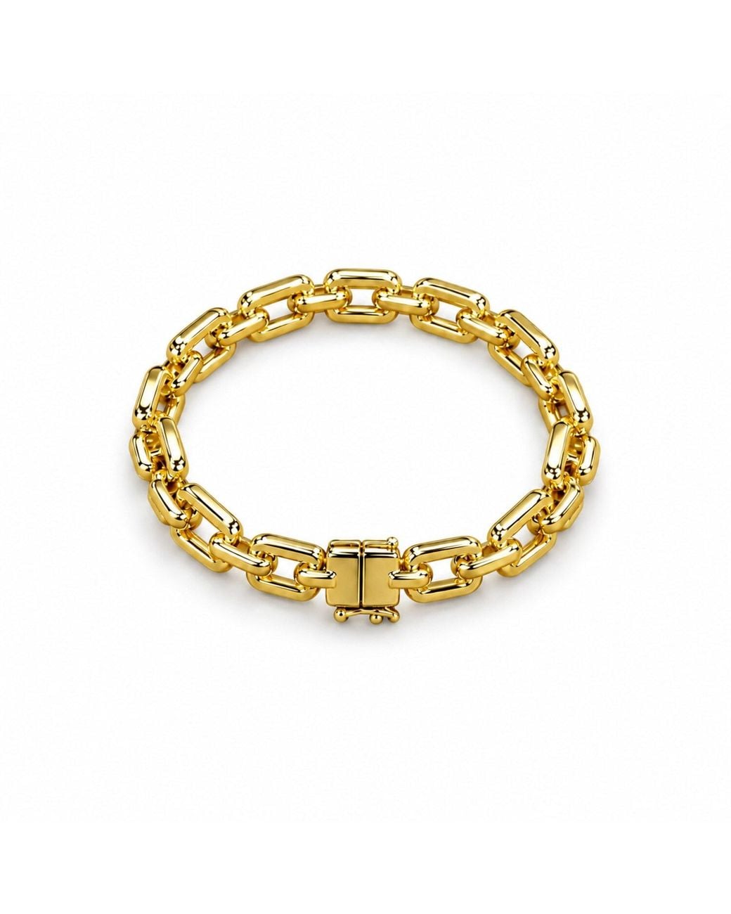 Saéa Metallic Warm Rectangle Link Chain Bracelet