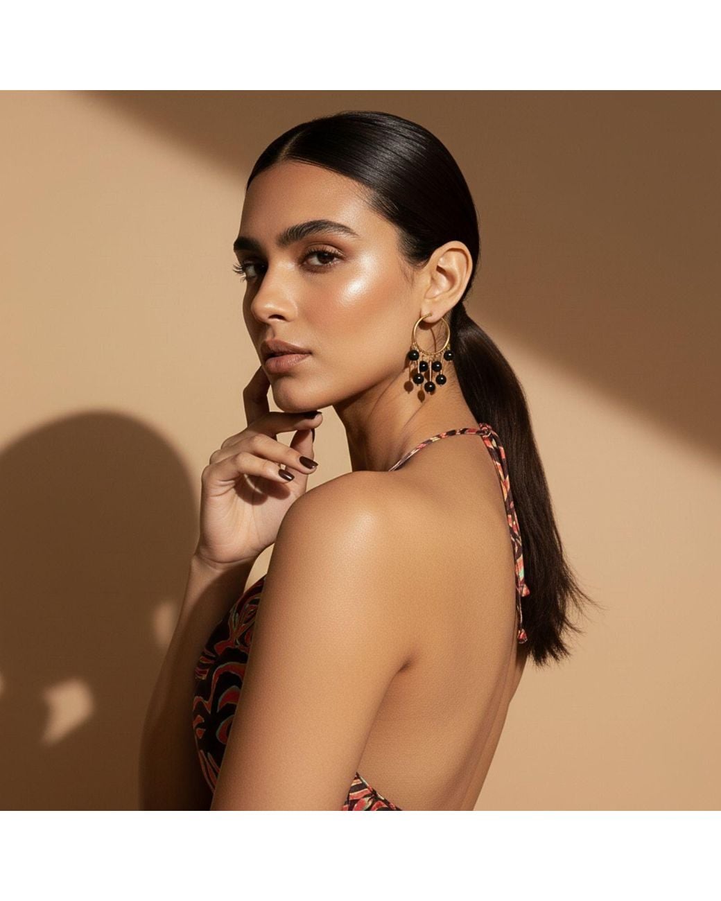 Jaredjamin Metallic Daniela Dangle Onyx Earrings