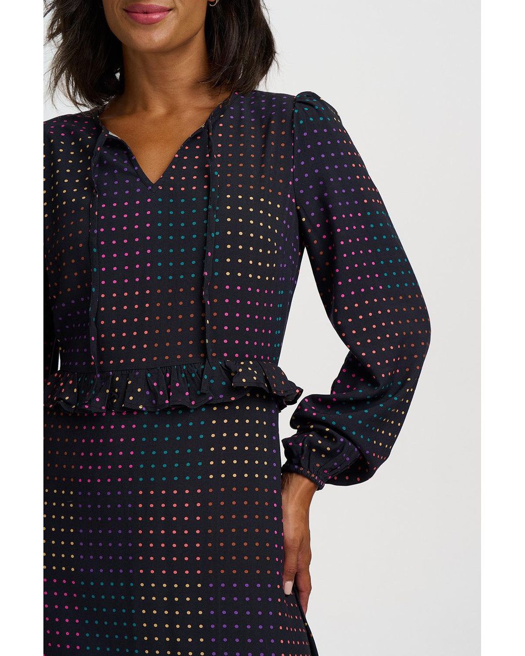 Sugarhill Black Crystal Midi Dress Dots