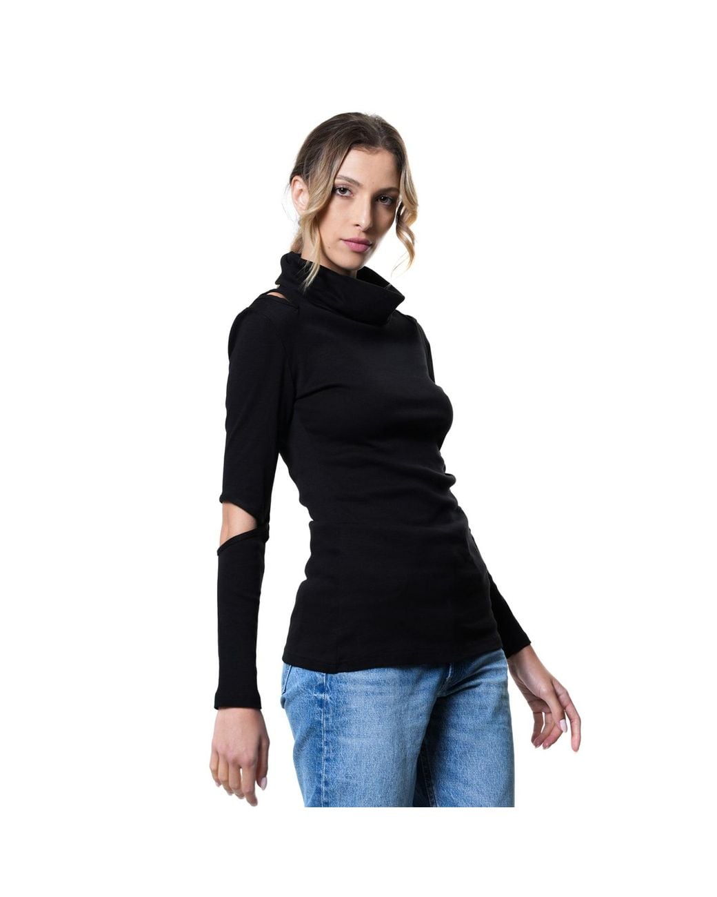 Metamorph Black Turtle Neck Casual Top