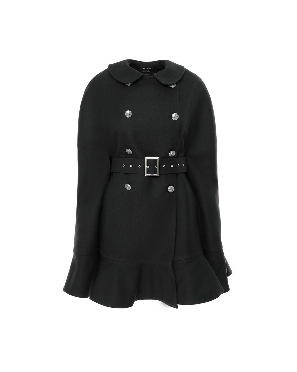AVENUE No.29 Black Double Breasted Cape With Belt