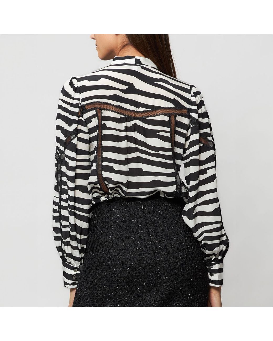 Solgo Atelier Black Alexis Puff Sleeve Mulberry Silk Blouse