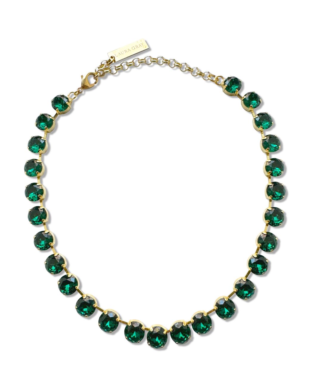 Laura Gray Green Adjustable Emerald Crystal Riviera Necklace