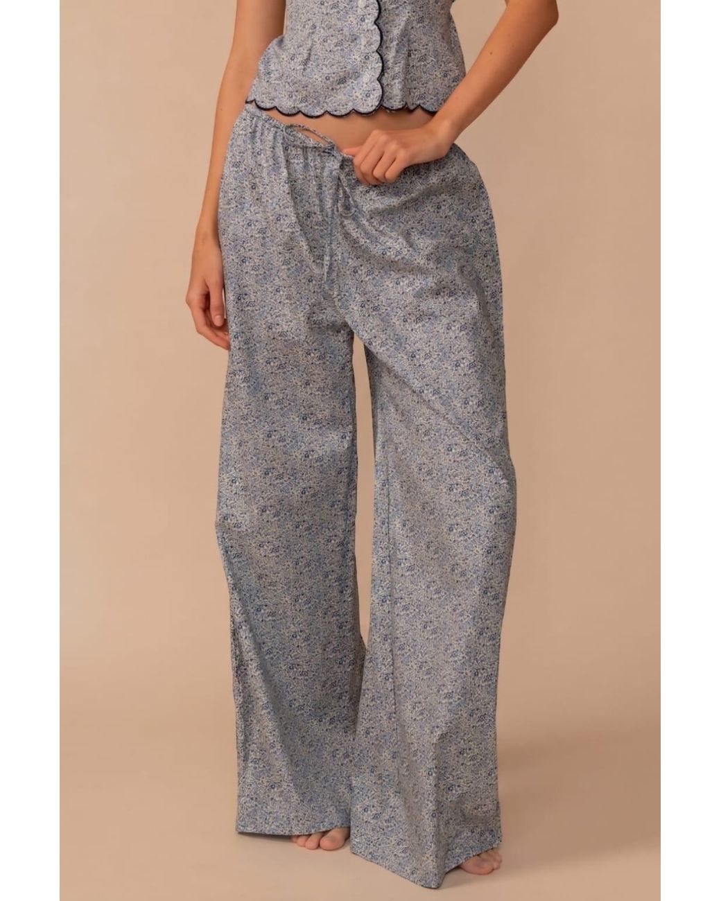 Montce Blue Petite Fleur Drawstring Wide-Leg Pant