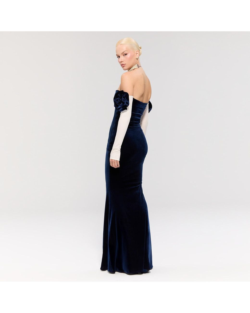 Nur Karaata Blue Versailles Rose N & W Gown