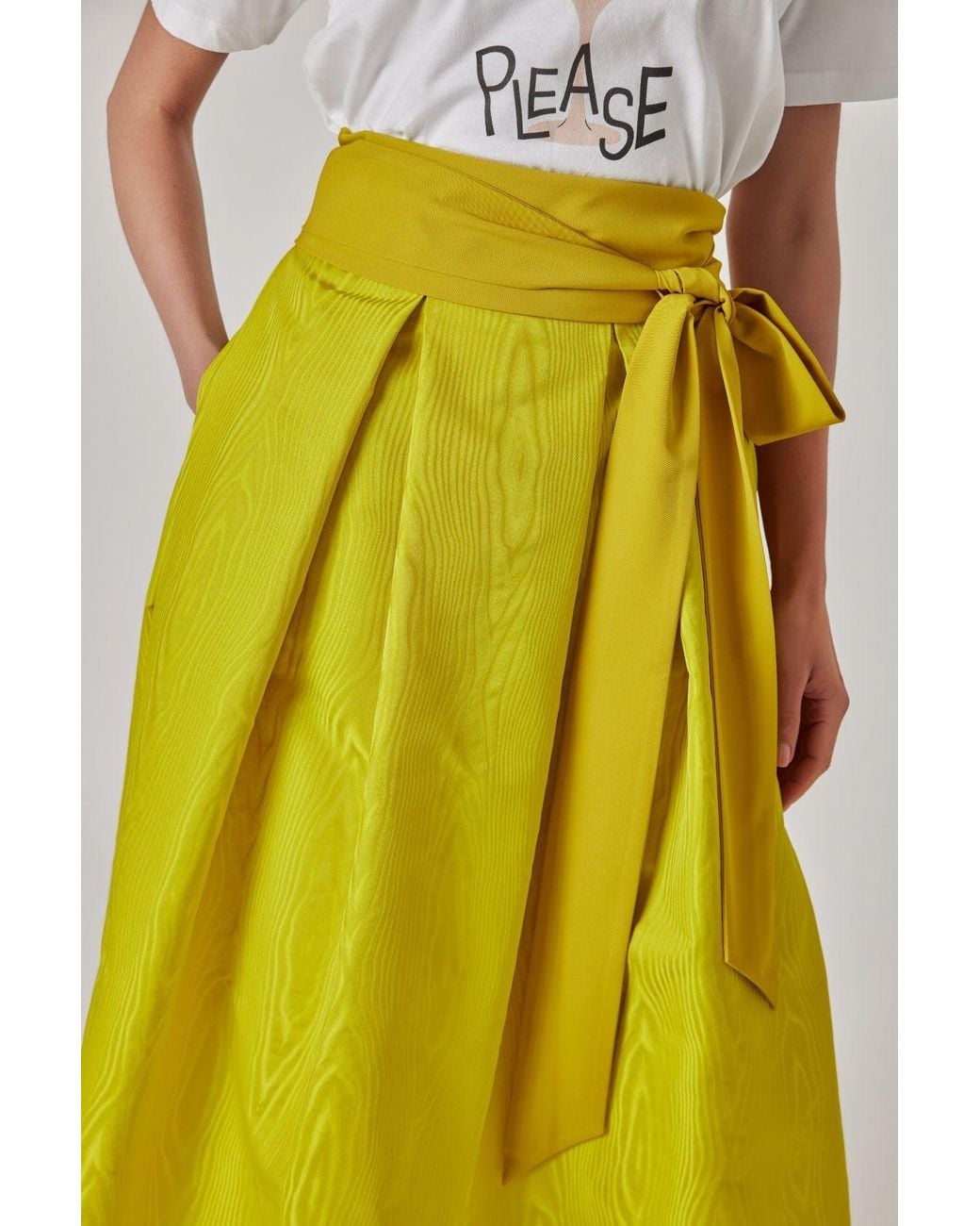 Marianna Déri Yellow Midi Skirt With Moiré Effect Lemon