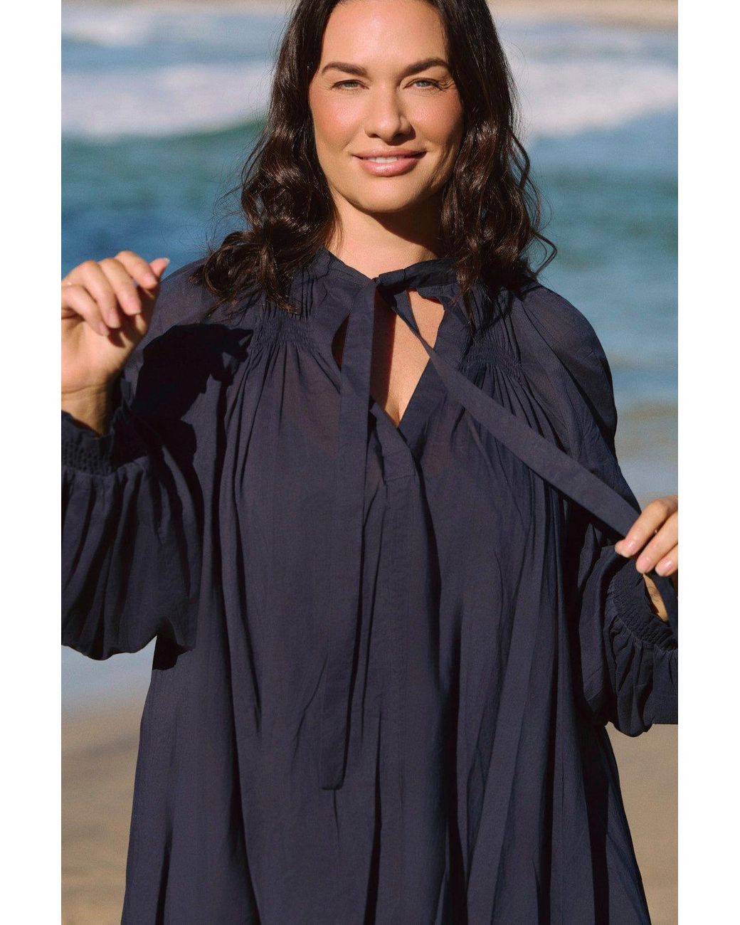 Adrift Clothing Blue Wren Billow Sleeve Blouse