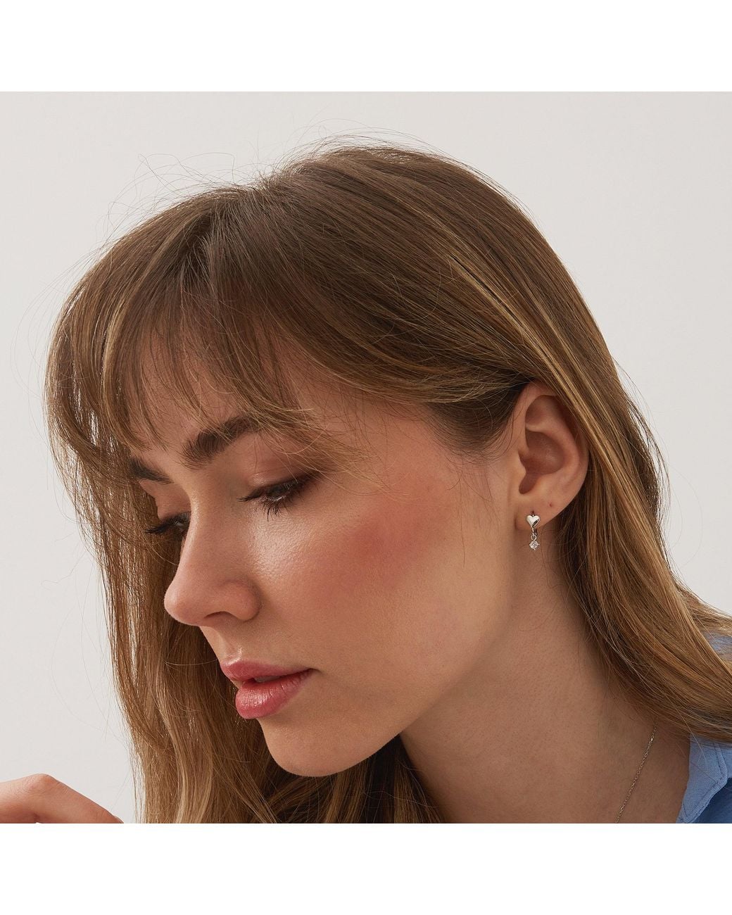 Spero London Metallic Heart Huggie Hoop Sterling Silver Drop Earring