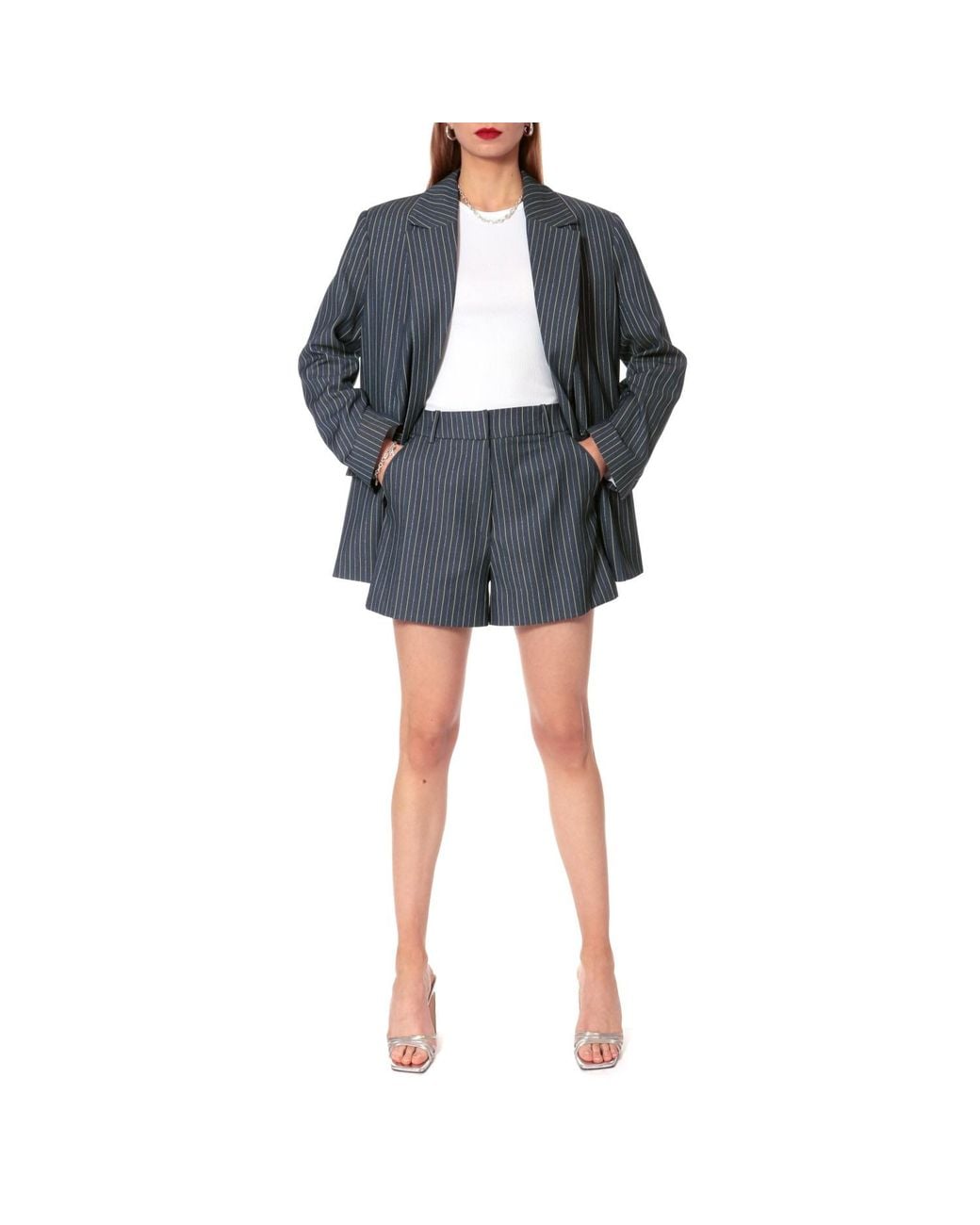 AGGI by HALEWSKI Blue Betsy Infinity Tailored Mini Suit Shorts