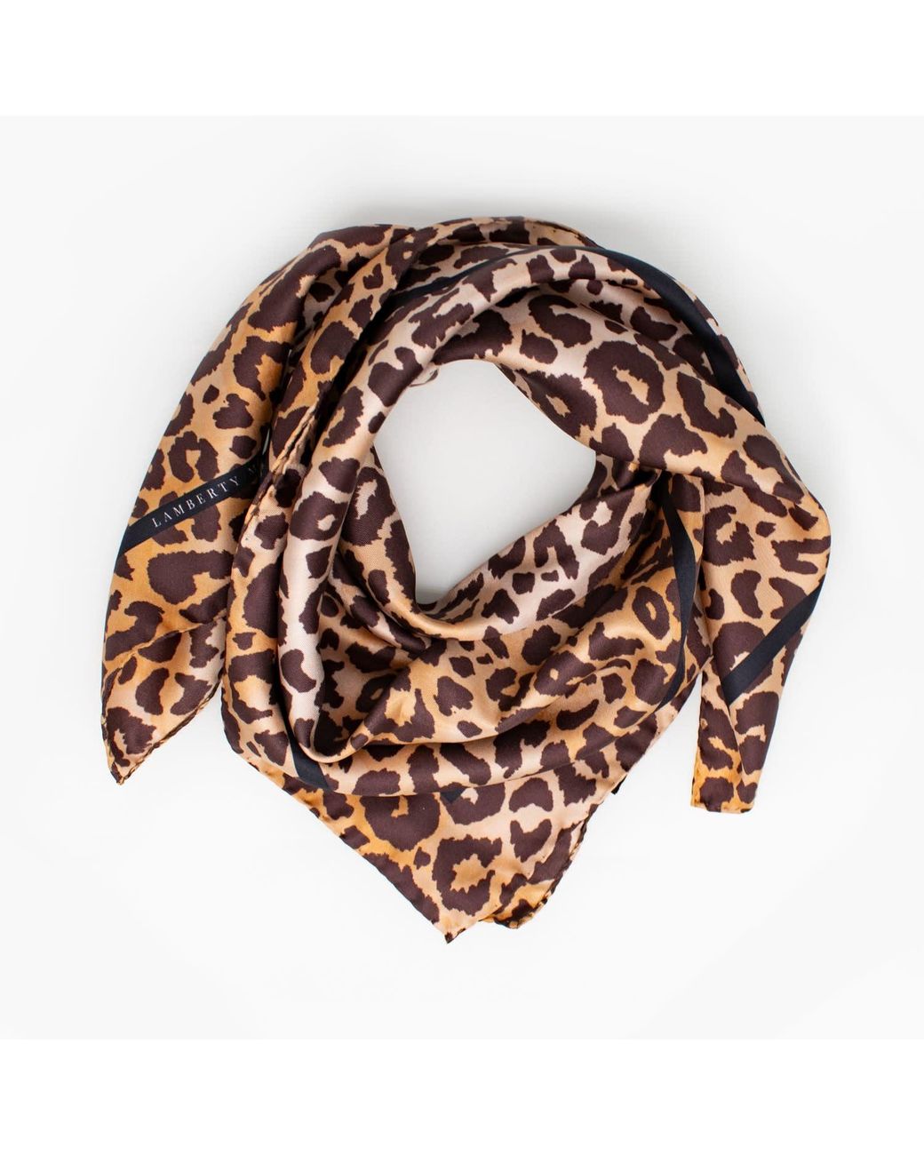 Lamberty Munich Natural Neutrals Mulberry Silk Scarf Leopard Savannah Sand